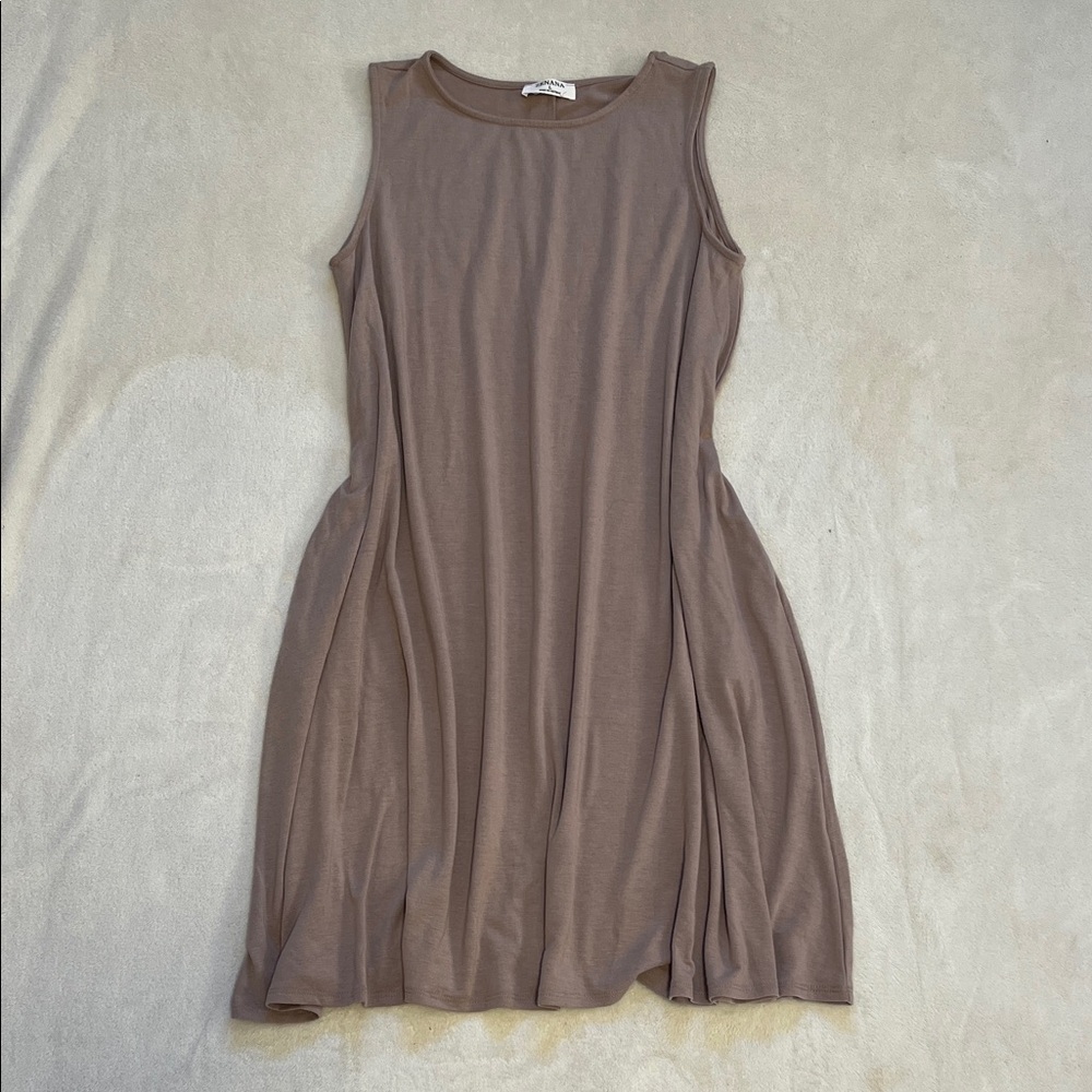 Zenana | Roomy Sleeveless Tan Dress L